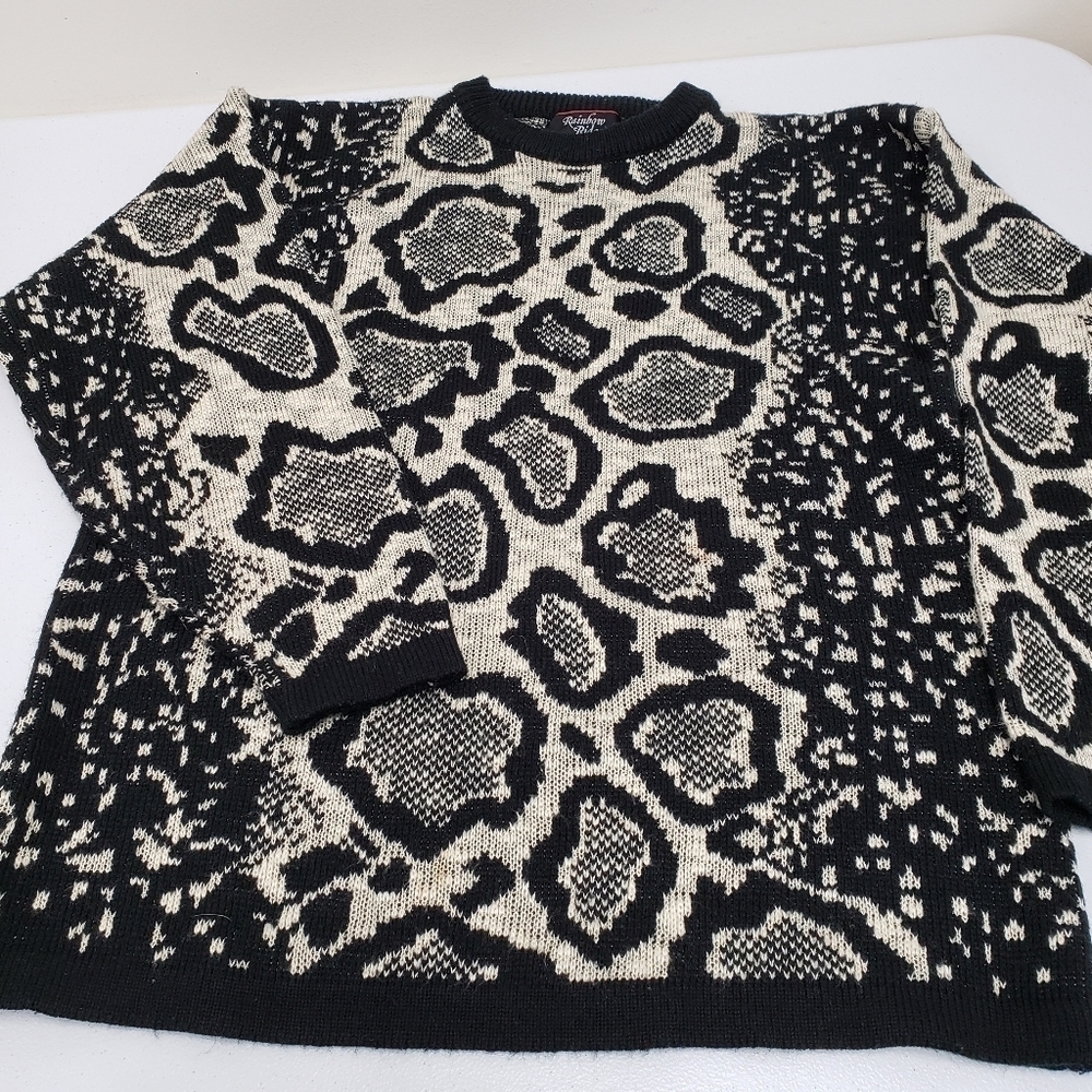 Rainbow Ridge Animal Print Acrylic Sweater Vintage Korea Womens Size Medium - Picture 4 of 6